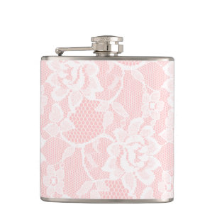White Lace Pink Flask