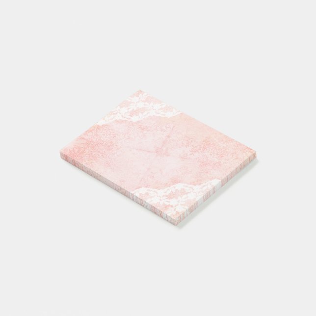 White lace Pink post-it notes (Angled)