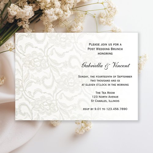 White Lace Post Wedding Brunch Invitation