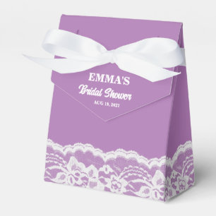 White Lace Purple Bridal Shower Favor Box