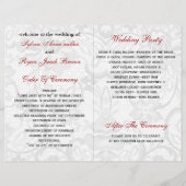 white lace,red ribbon book fold Wedding program (Back)