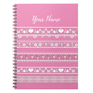 White lace romantic decor lacy anniversary elegant notebook