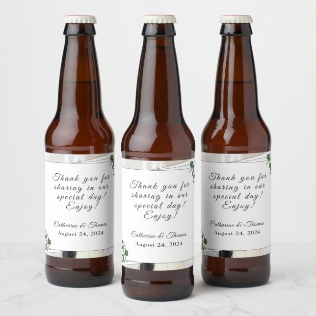 White Lace & Rose Leaves Food & Beverage Label Set (Bottles)