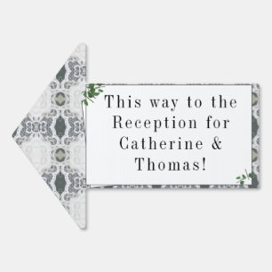 White Lace & Rose Leaves Wedding Sign