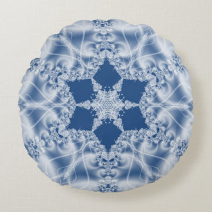 White lace satin look fractal pattern round pillow