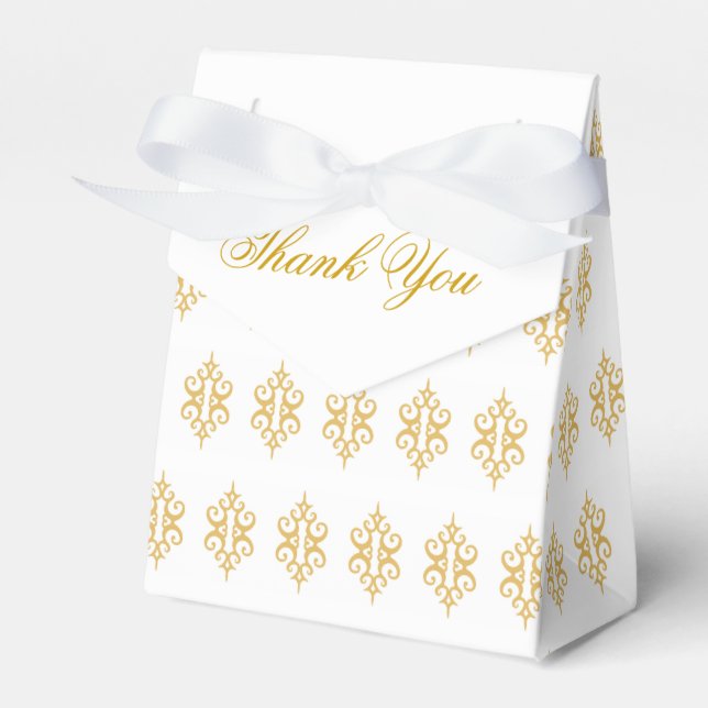 White Lace Thank You Favor Boxes  (Front Side)