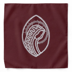White Lace Virgin Mary Design on Red Velvet Bandana