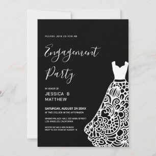 White Lace Wedding Dress Engagement Invitation