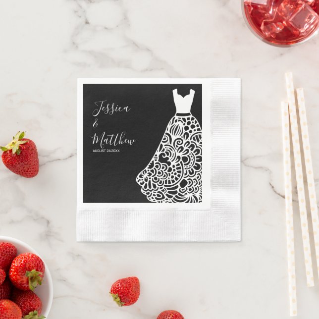 White Lace Wedding Dress Napkins (Insitu)