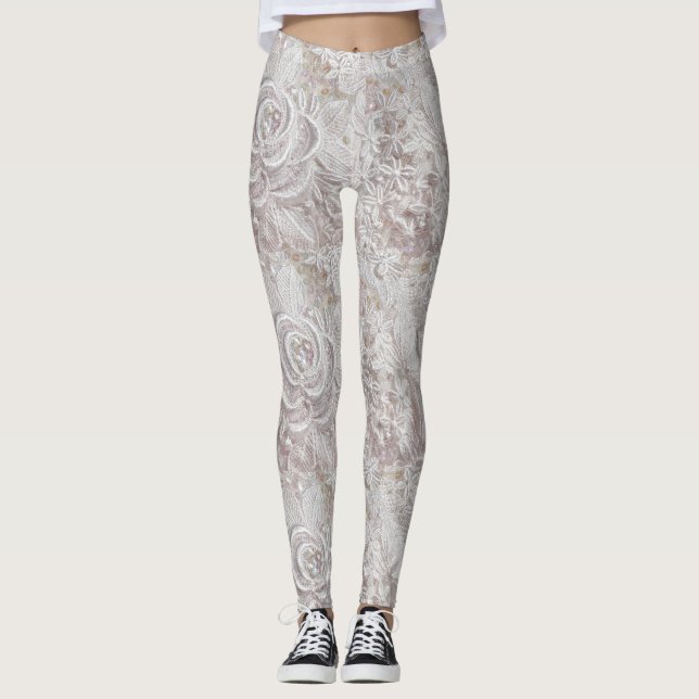White Lace Wedding Leggings (Front)