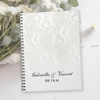 White Lace Wedding Notebook by loraseverson at Zazzle
