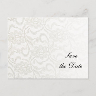 White Lace Wedding Save the Date Announcement Postcard