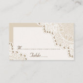 White lace with pearls wedding place card (Back)