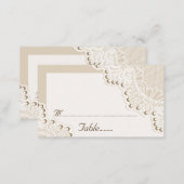 White lace with pearls wedding place card (Front/Back)