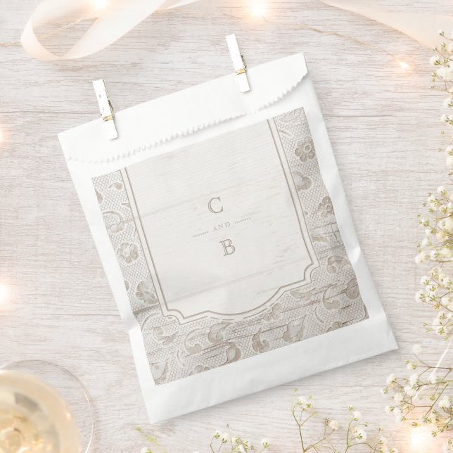 White lace wood rustic country wedding thank you favor bag (Clipped)