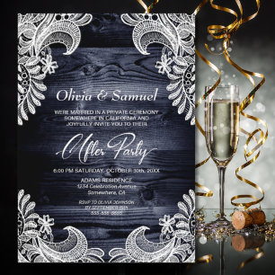 White Lace Wood Wedding After Party Invitation