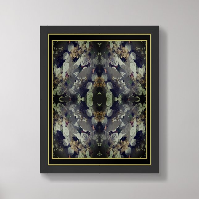 White Lacecap Hydrangea Floral Abstract  Framed Art (Framed Front)
