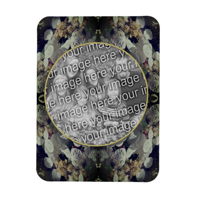 White Lacecap Hydrangea Frame Add Your Photo Magnet (Vertical)