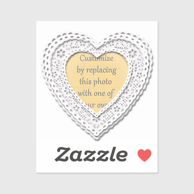 White Laced Heart Frame Valentine's Day Sticker (Sheet)