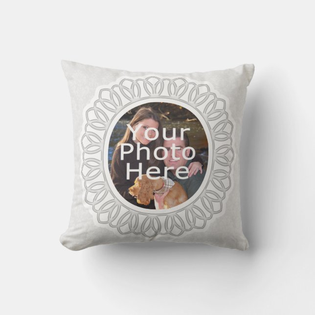 White Lacy Frame Photo Pillow (Front)