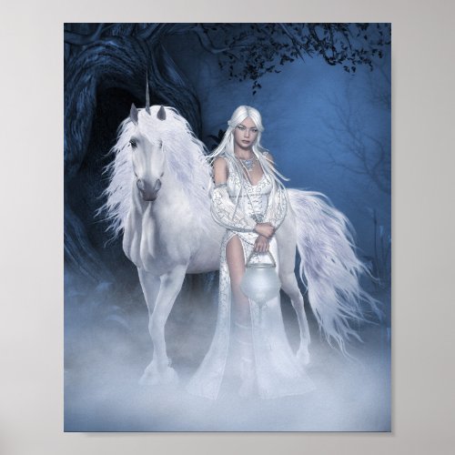 White Lady and Unicorn Mini Poster