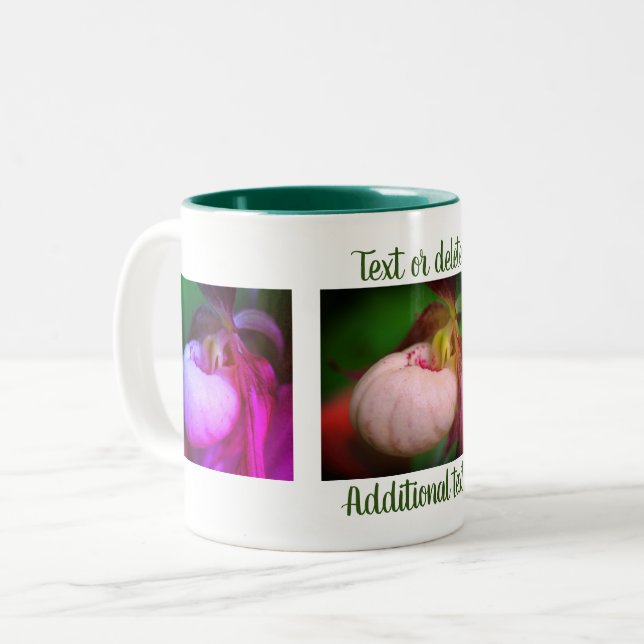 White Lady Slipper Flower Art Personalized Two-Tone Coffee Mug (Front Left)