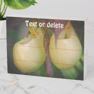 White Lady Slipper Orchid Flower Pair Personalized Wooden Box Sign