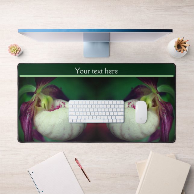 White Lady Slipper Orchid Flower Personalized Desk Mat (Office 1)