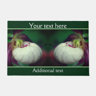 White Lady Slipper Orchid Flower Personalized Doormat