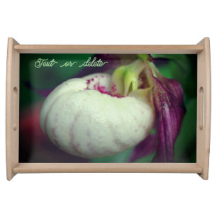 White Lady Slipper Orchid Flower Personalized Serving Tray