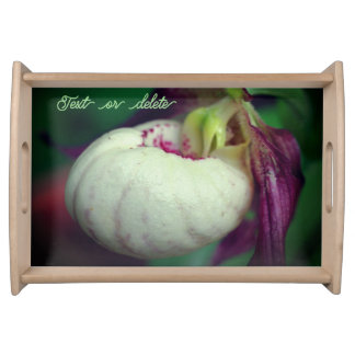 White Lady Slipper Orchid Flower Personalized Serving Tray