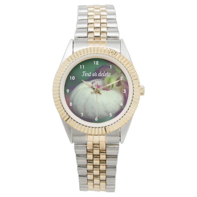 White Lady Slipper Orchid Flower Personalized  Watch (Front)