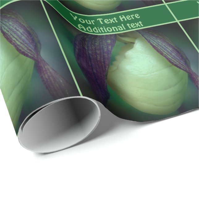 White Lady Slipper Orchid Flower Personalized Wrapping Paper (Roll Corner)