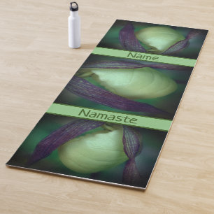 White Lady Slipper Orchid Flower Personalized Yoga Mat