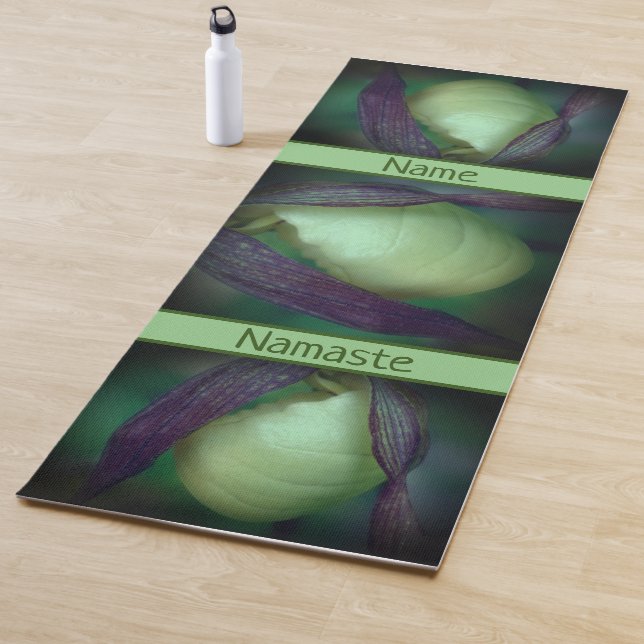 White Lady Slipper Orchid Flower Personalized Yoga Mat (In Situ)