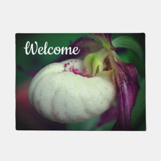 White Lady Slipper Orchid Flower Welcome