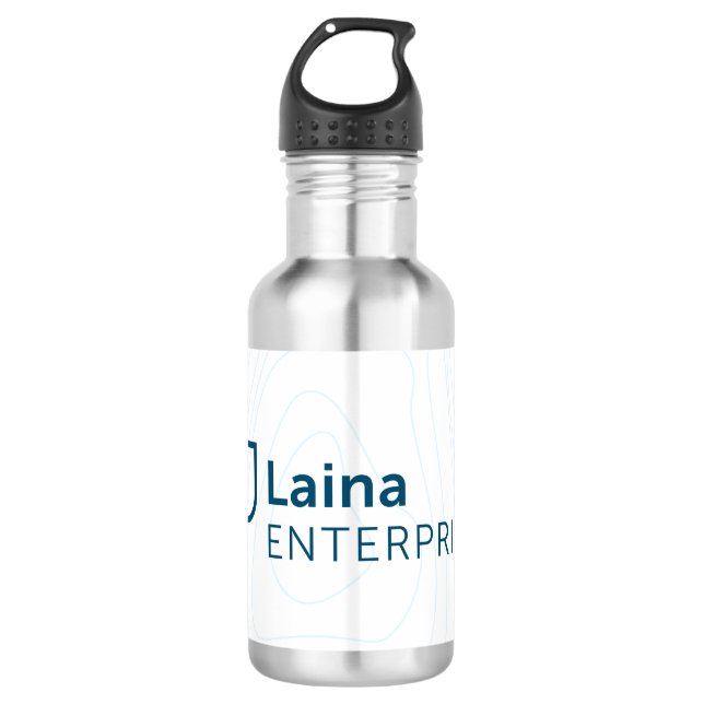 White Laina Enterprises Stainless Steel Water Bottle (Front)