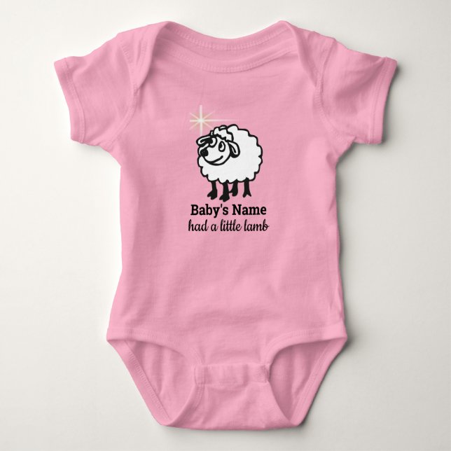White Lamb-Baby's Name-had a little lamb Baby Bodysuit (Front)