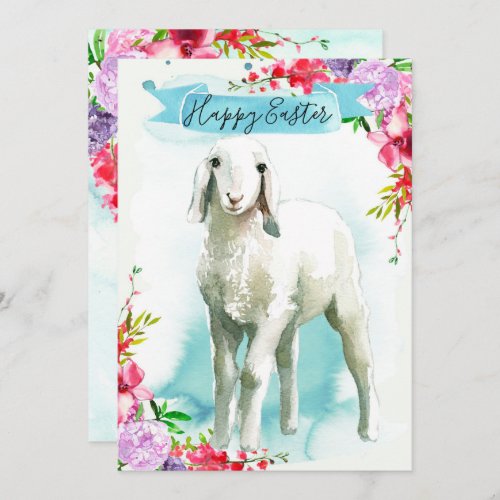 White Lamb Happy Easter Greeting Holiday Card