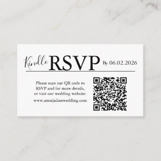 White landscape RSVP QR Code Card Modern Wedding