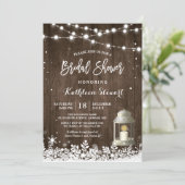 White Lantern String Lights Winter Bridal Shower Invitation (Standing Front)