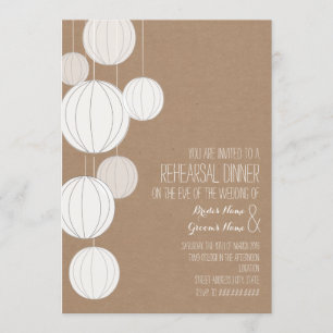 White Lanterns Cardstock Inspired Rehearsal Invitation
