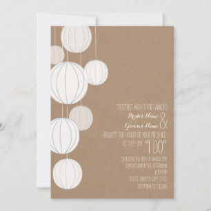 White Lanterns Cardstock Inspired Wedding Invitation