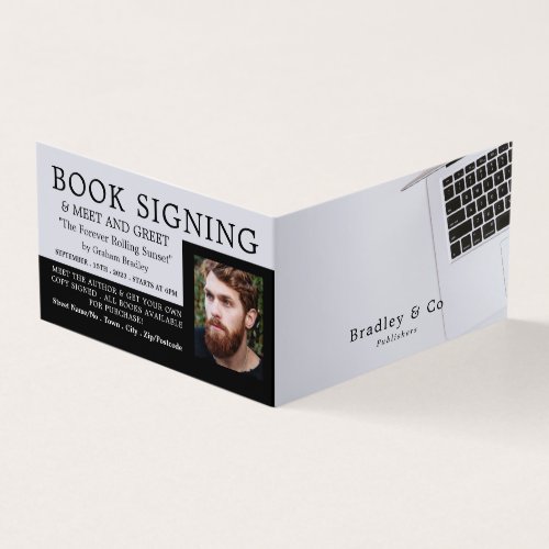 White Laptop Publisher Writer Book Signing Business Card