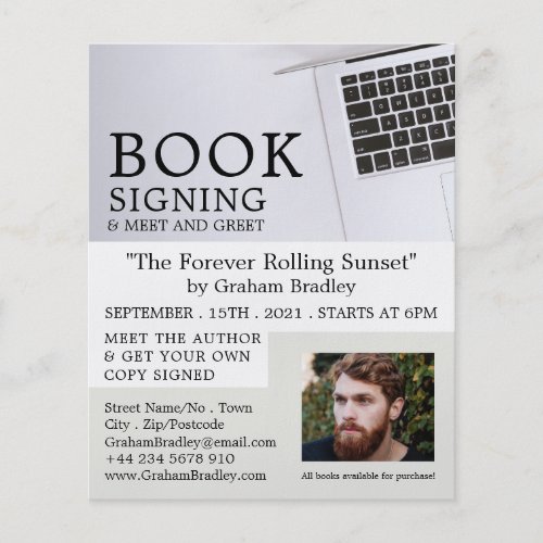 White Laptop Writers Book Signing Advertising Flyer