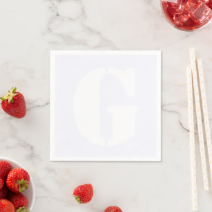 White Large Modern Initial   Ghost White Napkins