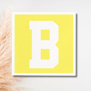 White Large Modern Initial Lemon Yellow Napkins