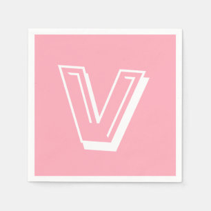 White Large Modern Monogram   Baby Pink Napkins
