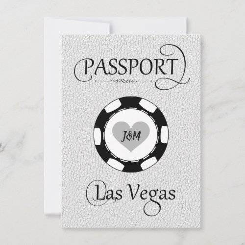 White Las Vegas Passport Save the Date Card