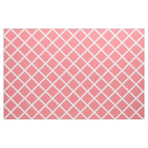 White Lattice on Coral Pink Fabric